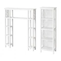 Alaterre Furniture Coventry 39 in. W Over Toilet Open Shelving Space Saver with Side Shelves, 16 in. W Bath Tall Storage Shelf in White