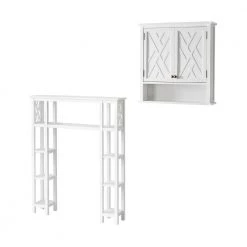 Alaterre Furniture Coventry 39 in. W Over Toilet Open Shelving Unit Space Saver w Side Shelves, 27 in. W Wall White Cabinet with Open Shelf