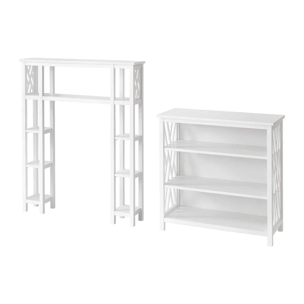 Alaterre Furniture Coventry 39 in. W Over Toilet Open Shelving Unit Space Saver with Side Shelves, 32 in. W Bath Storage Shelf in White 3 Alaterre Furniture Coventry 39 in. W Over Toilet Open Shelving Unit Space Saver with Side Shelves, 32 in. W Bath Storage Shelf in White