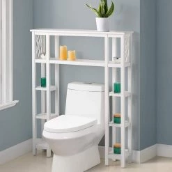 Alaterre Furniture Coventry 39 in. W x 48 in. H Bathroom Over Toilet Space Saver with Left and Right Side Shelves in White 13 Alaterre Furniture Coventry 39 in. W x 48 in. H Bathroom Over Toilet Space Saver with Left and Right Side Shelves in White -Toilet Storage Shop white alaterre furniture over the toilet storage anct74wh 31 1000