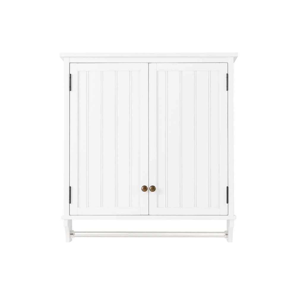 Alaterre Furniture Dover 35 in. W Over Toilet Space Saver with Side Shelving, 27 in. W Wall Bathroom Cabinet with Towel Rod in White 9 Alaterre Furniture Dover 35 in. W Over Toilet Space Saver with Side Shelving, 27 in. W Wall Bathroom Cabinet with Towel Rod in White - Image 7