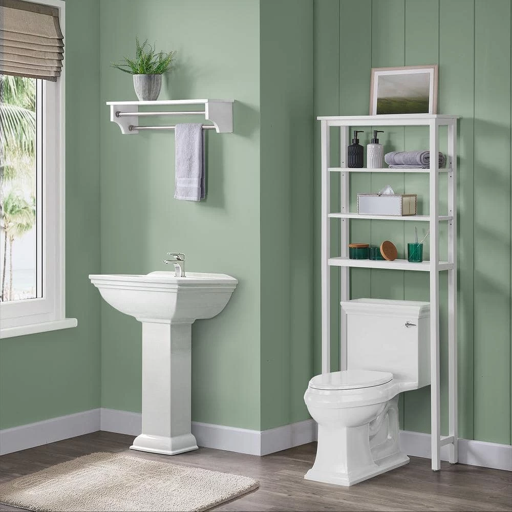 Alaterre Furniture Dover 27 in. W Over Toilet Space Saver with Open Shelving, 27 in. W Bathroom Shelf with 2-Towel Rods in White 4 Alaterre Furniture Dover 27 in. W Over Toilet Space Saver with Open Shelving, 27 in. W Bathroom Shelf with 2-Towel Rods in White - Image 2