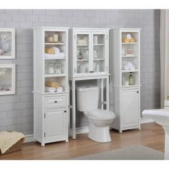 Alaterre Furniture Dorset 27 in. W x 66 in. H x 9 in. D White Over-the-Toilet Storage with Glass Doors 17 Alaterre Furniture Dorset 27 in. W x 66 in. H x 9 in. D White Over-the-Toilet Storage with Glass Doors -Toilet Storage Shop white alaterre furniture over the toilet storage anva7273wh 31 1000