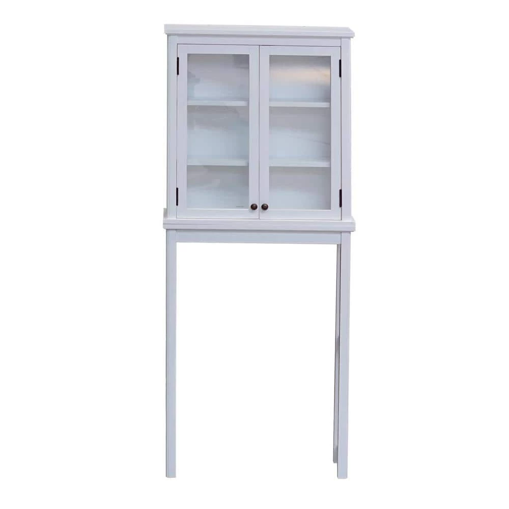 Alaterre Furniture Dorset 27 in. W x 66 in. H x 9 in. D White Over-the-Toilet Storage with Glass Doors 3 Alaterre Furniture Dorset 27 in. W x 66 in. H x 9 in. D White Over-the-Toilet Storage with Glass Doors