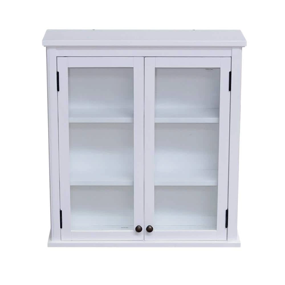 Alaterre Furniture Dorset 27 in. W x 66 in. H x 9 in. D White Over-the-Toilet Storage with Glass Doors 9 Alaterre Furniture Dorset 27 in. W x 66 in. H x 9 in. D White Over-the-Toilet Storage with Glass Doors - Image 7