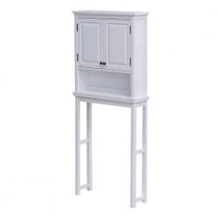 Alaterre Furniture Dorset 27 in. W x 66 in. H x 9 in. D White Over-the-Toilet Storage with Upper Cabinet and Open Shelf -Toilet Storage Shop white alaterre furniture over the toilet storage anva7274wh 4f 1000