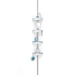 Better Living HiRISE 4 Tension Shower Caddy with Mirror White with Aluminum