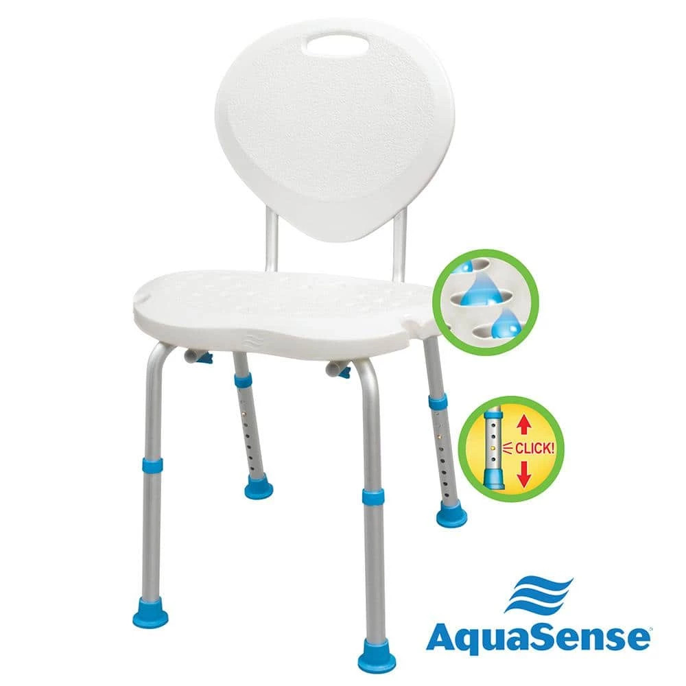 AquaSense Adjustable Bath and Shower Chair with Non-Slip Comfort Seat and Backrest, White 5 AquaSense Adjustable Bath and Shower Chair with Non-Slip Comfort Seat and Backrest, White - Image 3