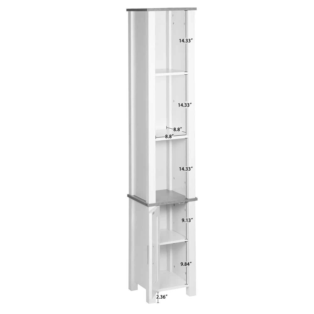 Aurora Decor AMA 11.81 in. W x11.81 in. H x 67.72 in. H D White Over-the-Toilet Storage 1 door 3 storey bathroom side cabinet 8 Aurora Decor AMA 11.81 in. W x11.81 in. H x 67.72 in. H D White Over-the-Toilet Storage 1 door 3 storey bathroom side cabinet - Image 6