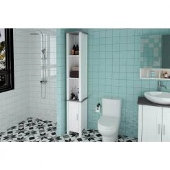Aurora Decor AMA 11.81 in. W x11.81 in. H x 67.72 in. H D White Over-the-Toilet Storage 1 door 3 storey bathroom side cabinet 15 Aurora Decor AMA 11.81 in. W x11.81 in. H x 67.72 in. H D White Over-the-Toilet Storage 1 door 3 storey bathroom side cabinet -Toilet Storage Shop white aurora decor over the toilet storage bsychd2b15 4f 1000