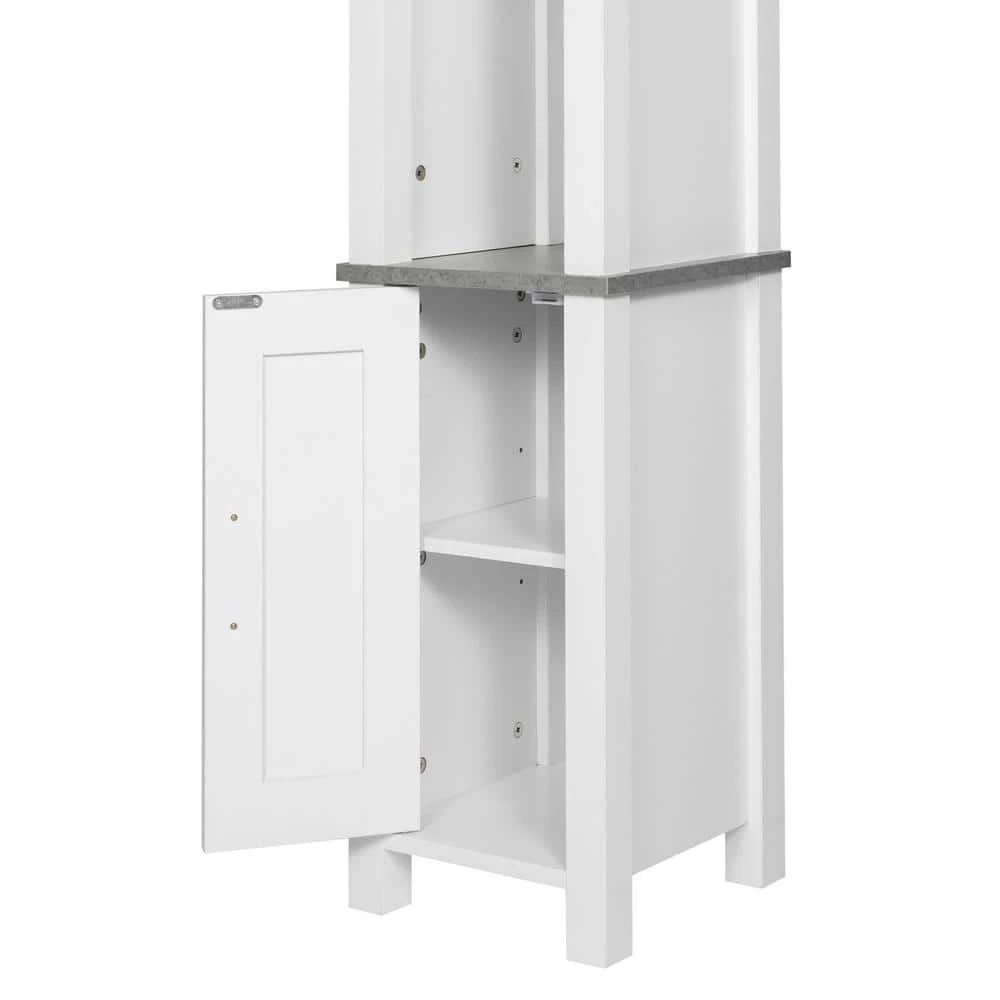 Aurora Decor AMA 11.81 in. W x11.81 in. H x 67.72 in. H D White Over-the-Toilet Storage 1 door 3 storey bathroom side cabinet 11 Aurora Decor AMA 11.81 in. W x11.81 in. H x 67.72 in. H D White Over-the-Toilet Storage 1 door 3 storey bathroom side cabinet - Image 9