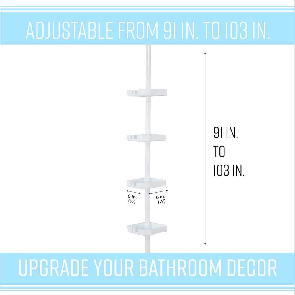 Bath Bliss 4 Tier Corner Shower Organizer in White 6 Bath Bliss 4 Tier Corner Shower Organizer in White - Image 4