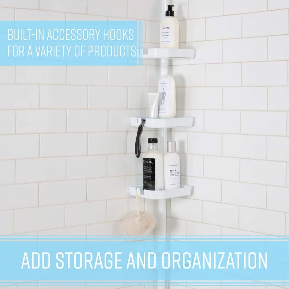 Bath Bliss 4 Tier Corner Shower Organizer in White 4 Bath Bliss 4 Tier Corner Shower Organizer in White - Image 2