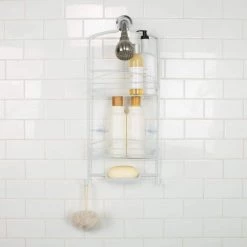 Bath Bliss Ellipse Collection Deluxe Shower Caddy in White -Toilet Storage Shop white bath bliss shower caddies 10136 white 1f 1000