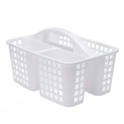 Bath Bliss Caddy Basket with Handle in White
