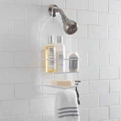 Bath Bliss Curve Design Shower Caddy -Toilet Storage Shop white bath bliss shower caddies 4008 wht 4f 1000