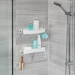 Better Living Clever Flip Shelf in White -Toilet Storage Shop white better living shower caddies 15354 76 1000