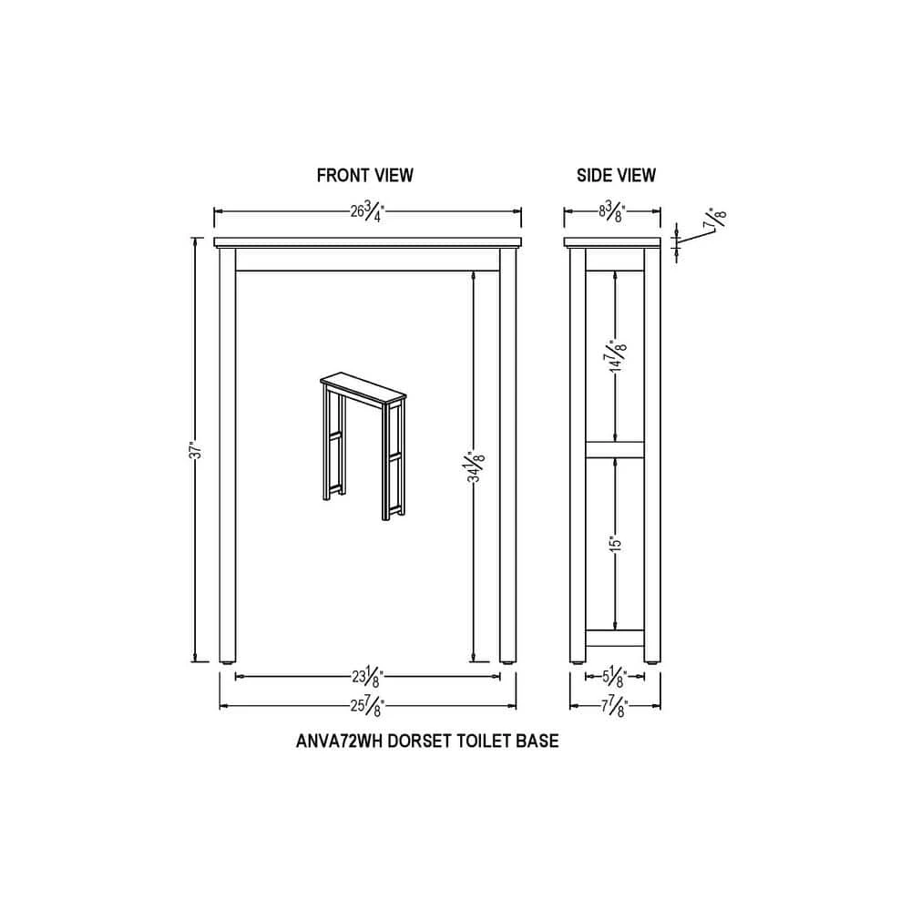 Bolton Furniture Dorset 27 in. W Toilet Base Storage Shelf in White 7 Bolton Furniture Dorset 27 in. W Toilet Base Storage Shelf in White - Image 5