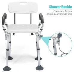 CASAINC Aluminum Shower Seat with Removable Armrests and Back -Toilet Storage Shop white casainc shower seats hywy 1149 44 1000