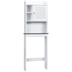 Costway 23.5 in. W x 68.5 in. H x 7.5 in. D White Over-the-Toilet Storage