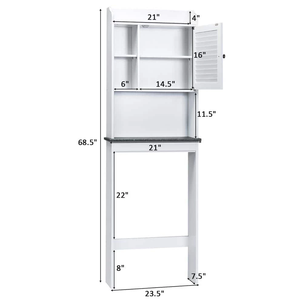 Costway 23.5 in. W x 68.5 in. H x 7.5 in. D White Over-the-Toilet Storage 9 Costway 23.5 in. W x 68.5 in. H x 7.5 in. D White Over-the-Toilet Storage - Image 7