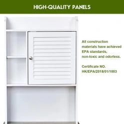Costway 23.5 in. W x 68.5 in. H x 7.5 in. D White Over-the-Toilet Storage 14 Costway 23.5 in. W x 68.5 in. H x 7.5 in. D White Over-the-Toilet Storage -Toilet Storage Shop white costway over the toilet storage hw65931 fa 1000