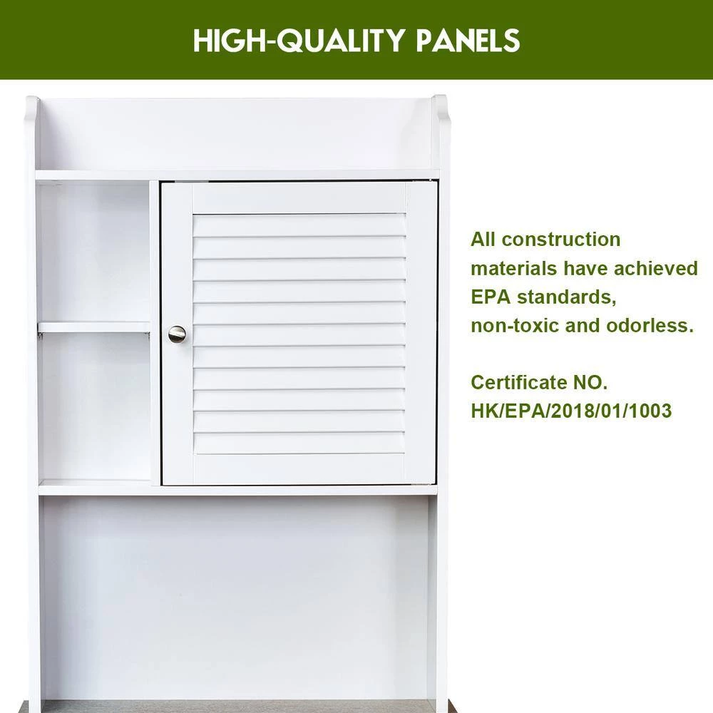 Costway 23.5 in. W x 68.5 in. H x 7.5 in. D White Over-the-Toilet Storage 8 Costway 23.5 in. W x 68.5 in. H x 7.5 in. D White Over-the-Toilet Storage - Image 6