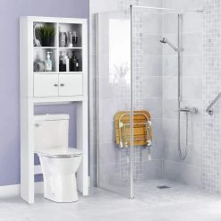 Costway 24 in. W x 65 in. H x 8 in. D White Over-the-Toilet Storage -Toilet Storage Shop white costway over the toilet storage hw66183 4f 1000