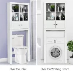 Costway 24 in. W x 65 in. H x 8 in. D White Over-the-Toilet Storage -Toilet Storage Shop white costway over the toilet storage hw66183 76 1000