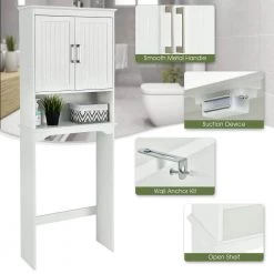 Costway 25 in. W x 66 in. H x 9 in. D White Over-the-Toilet Storage 15 Costway 25 in. W x 66 in. H x 9 in. D White Over-the-Toilet Storage -Toilet Storage Shop white costway over the toilet storage hw66184 76 1000