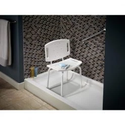 Delta 15-1/2 in. x 4-1/2 in. Bathtub and Shower Safety Chair in White -Toilet Storage Shop white delta shower seats df598 4f 1000