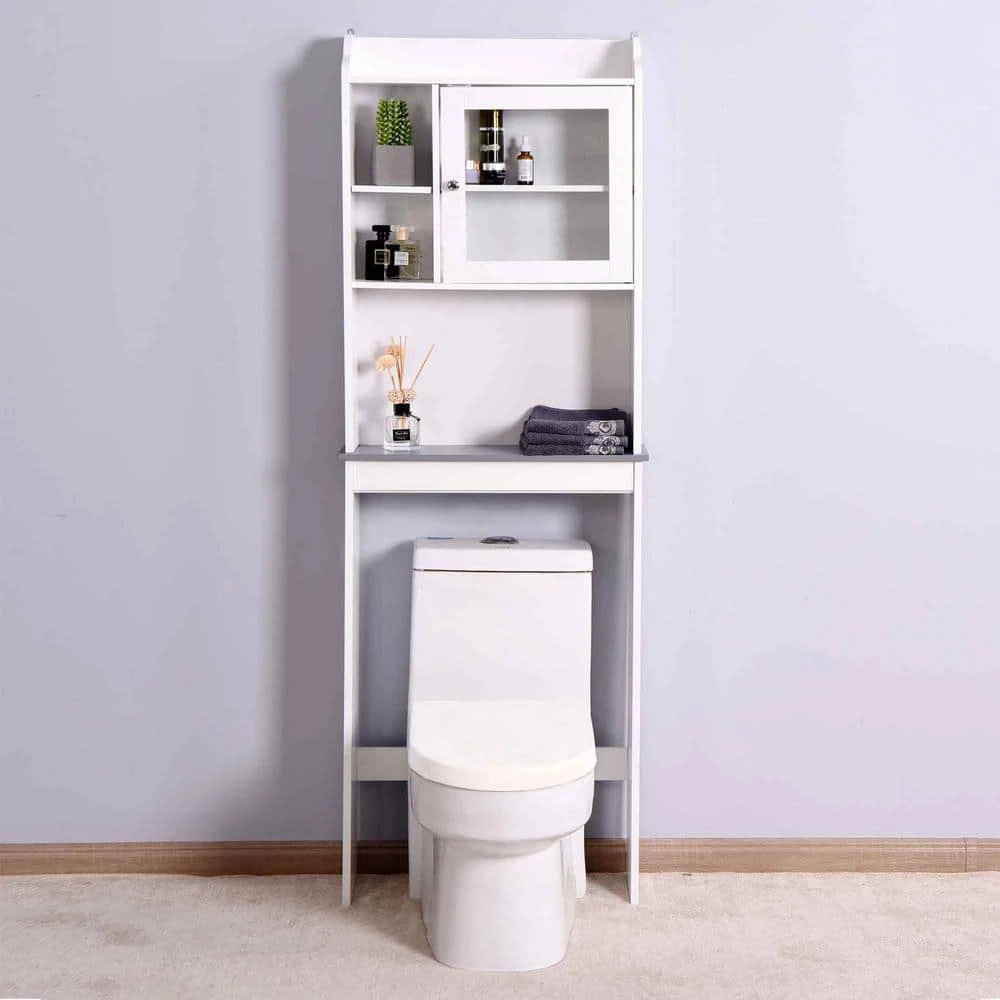 EPOWP 23.2 in. W x 68 in. H x 7.5 in. D White Over-the-Toilet Storage 7 EPOWP 23.2 in. W x 68 in. H x 7.5 in. D White Over-the-Toilet Storage - Image 5