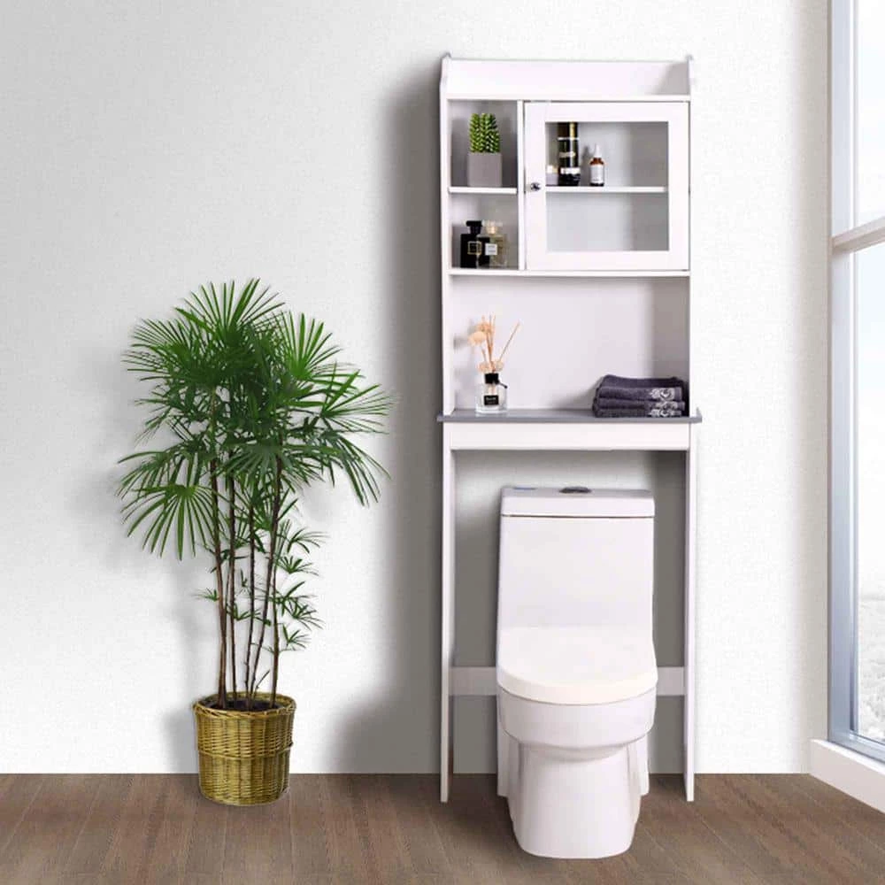 EPOWP 23.2 in. W x 68 in. H x 7.5 in. D White Over-the-Toilet Storage 6 EPOWP 23.2 in. W x 68 in. H x 7.5 in. D White Over-the-Toilet Storage - Image 4