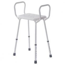 EVEKARE Adjustable Height Shower Seat with Arm Rests in White