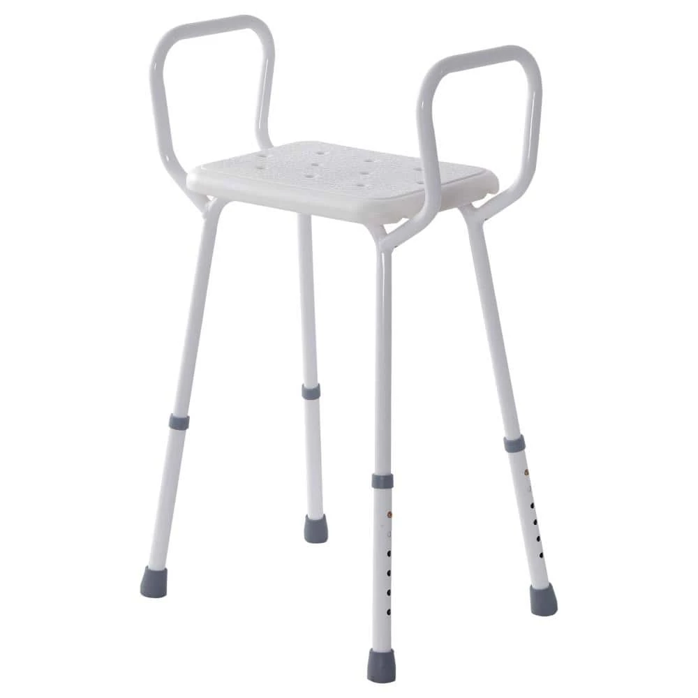 EVEKARE Adjustable Height Shower Seat with Arm Rests in White 3 EVEKARE Adjustable Height Shower Seat with Arm Rests in White