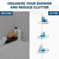 Glacier Bay 3-Tier Tension Corner Pole Shower Caddy in White -Toilet Storage Shop white glacier bay shower caddies 2172wwhd 4f 1000