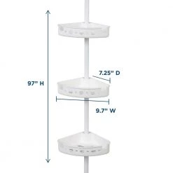 Glacier Bay 3-Tier Tension Corner Pole Shower Caddy in White -Toilet Storage Shop white glacier bay shower caddies 2172wwhd fa 1000