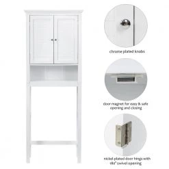 Glitzhome 26 in. W x 68.26 in. H x 9.25 in. D White Over-the-Toilet Storage -Toilet Storage Shop white glitzhome over the toilet storage gh1517002240 1f 1000