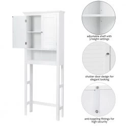 Glitzhome 26 in. W x 68.26 in. H x 9.25 in. D White Over-the-Toilet Storage -Toilet Storage Shop white glitzhome over the toilet storage gh1517002240 4f 1000