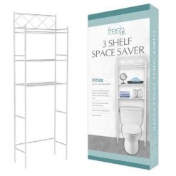 J&V TEXTILES Fresh Home 23.5 in. W x 65 in. H x 9.75 in. D White Metal 3-Shelf Over the Toilet Storage Space Saver in White -Toilet Storage Shop white j v textiles over the toilet storage 330 wh 4f 1000