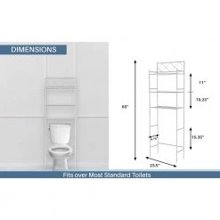 J&V TEXTILES Fresh Home 23.5 in. W x 65 in. H x 9.75 in. D White Metal 3-Shelf Over the Toilet Storage Space Saver in White -Toilet Storage Shop white j v textiles over the toilet storage 330 wh 76 1000