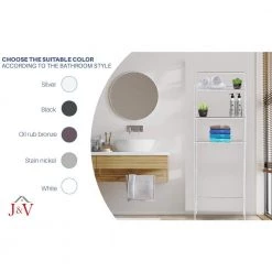 J&V TEXTILES Fresh Home 23.5 in. W x 65 in. H x 9.75 in. D White Metal 3-Shelf Over the Toilet Storage Space Saver in White -Toilet Storage Shop white j v textiles over the toilet storage 330 wh fa 1000