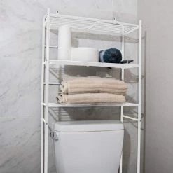 Mind Reader 23.6 in. W x 57.50 in. H x 10 in. D White Over-the-Toilet Storage -Toilet Storage Shop white mind reader over the toilet storage 3toilr wht 44 1000