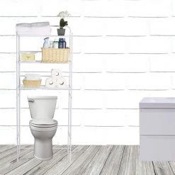 Mind Reader 23.6 in. W x 57.50 in. H x 10 in. D White Over-the-Toilet Storage -Toilet Storage Shop white mind reader over the toilet storage 3toilr wht fa 1000