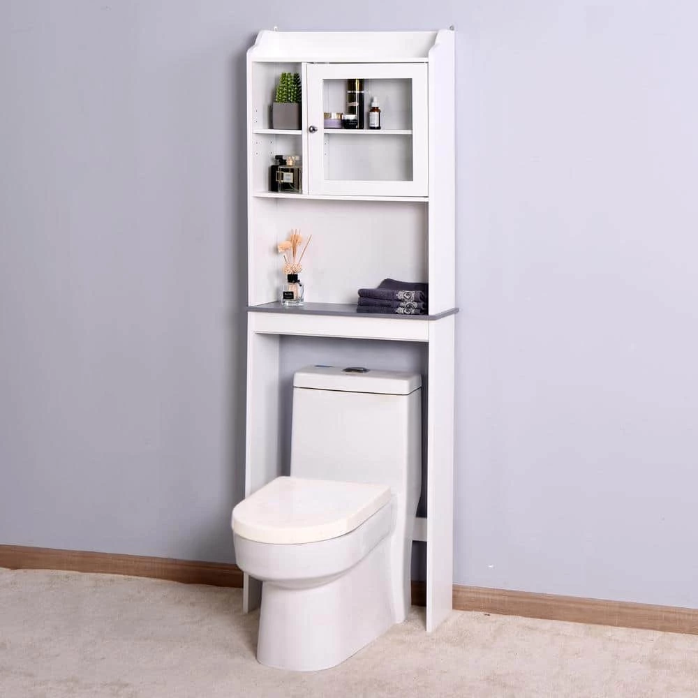 Nestfair 23 in. W x 68 in. H x 7 in. D White Over-the-Toilet Storage Cabinet 3 Nestfair 23 in. W x 68 in. H x 7 in. D White Over-the-Toilet Storage Cabinet