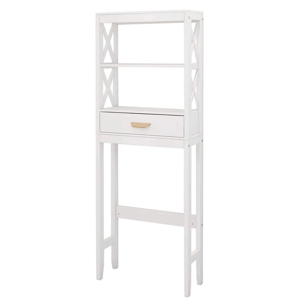 Unbranded 23.6 in. W x 8in. D x 65 in. H White MDF Over the Toilet Storage Cabinet with a Drawer & 2 Shelves Bathroom Rack 3 Unbranded 23.6 in. W x 8in. D x 65 in. H White MDF Over the Toilet Storage Cabinet with a Drawer & 2 Shelves Bathroom Rack