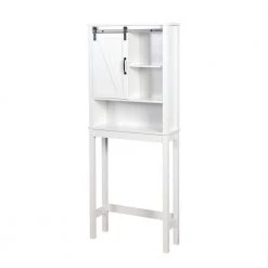 Unbranded 27.16 in. W x 67 in. H x 9.06 in. D White MDF Over the Toilet Storage Cabinet