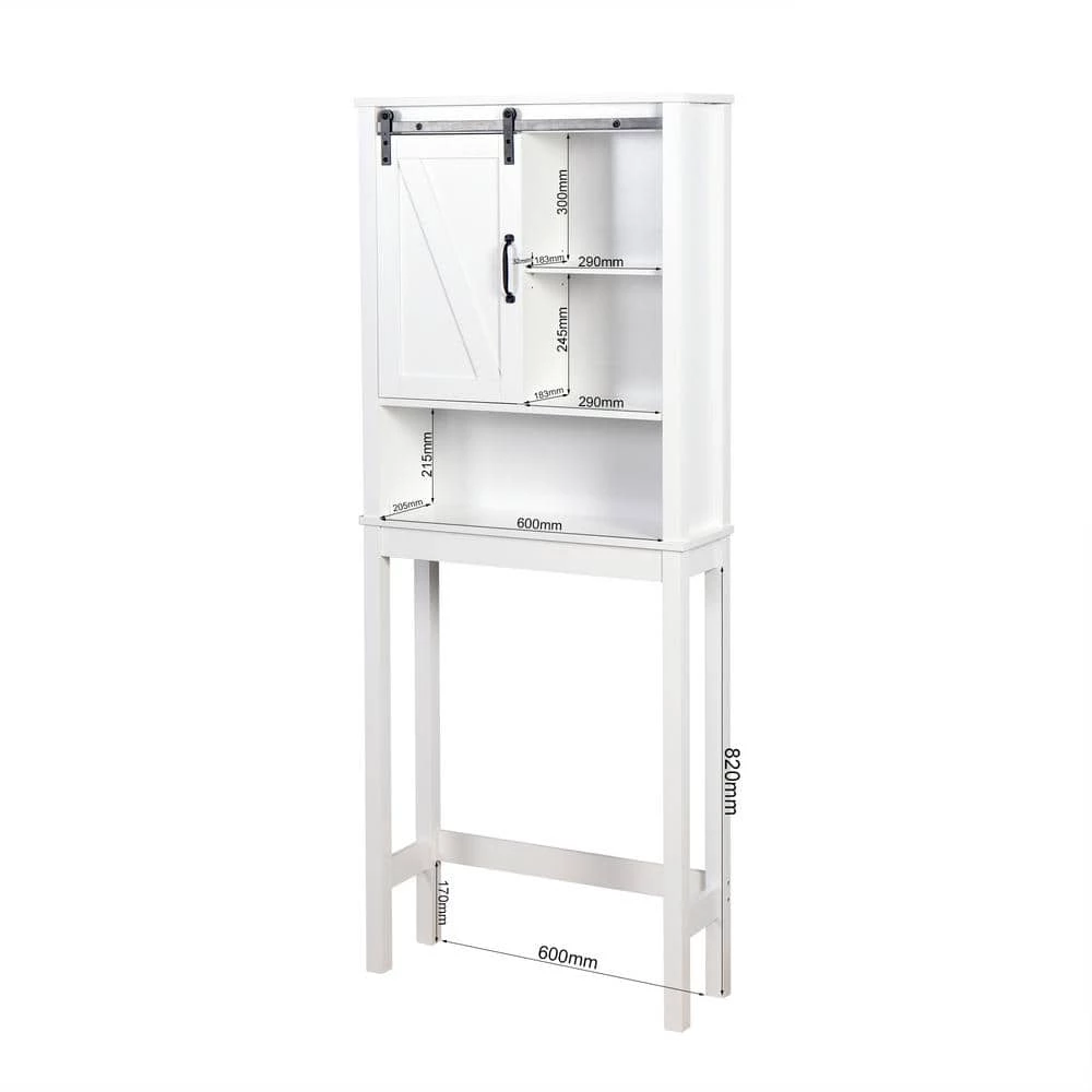 Unbranded 27.16 in. W x 67 in. H x 9.06 in. D White MDF Over the Toilet Storage Cabinet 10 Unbranded 27.16 in. W x 67 in. H x 9.06 in. D White MDF Over the Toilet Storage Cabinet - Image 8