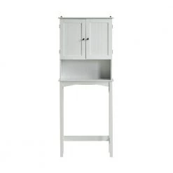 Unbranded 24 in. W x 62 in. H x 9 in. D White MDF Home Over-the-Toilet Storage for Bathroom with Adjustable Shelf