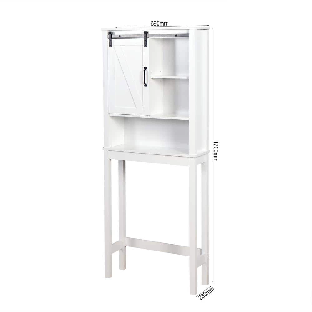 Unbranded Ashland 27.16 in. W x 67 in. H x 9.06 in. D White Over-the-Toilet Storage 4 Unbranded Ashland 27.16 in. W x 67 in. H x 9.06 in. D White Over-the-Toilet Storage - Image 2